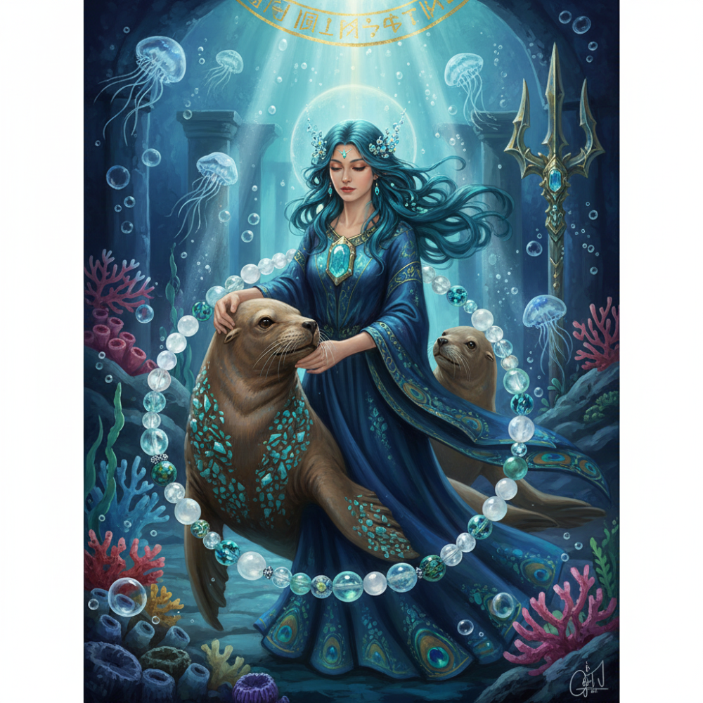 B32-海洋之心 : 靜默的引導者-塔羅 : 力量牌-細節圖2