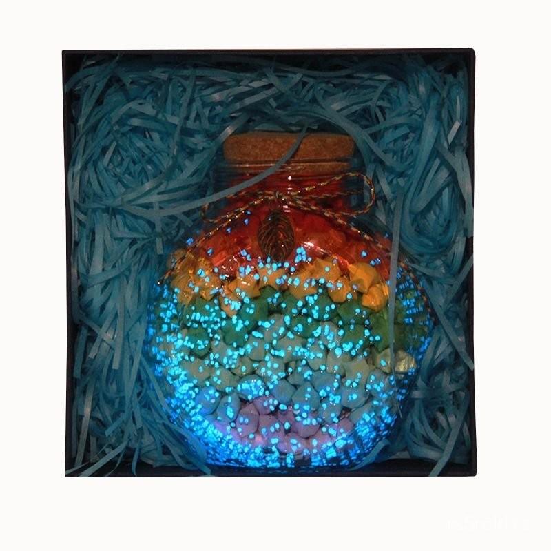 夜光瓶玻璃瓶滿天星許願瓶星星罐子韆紙鶴創意熒光倖運瓶刻字禮物 OJMT-細節圖7