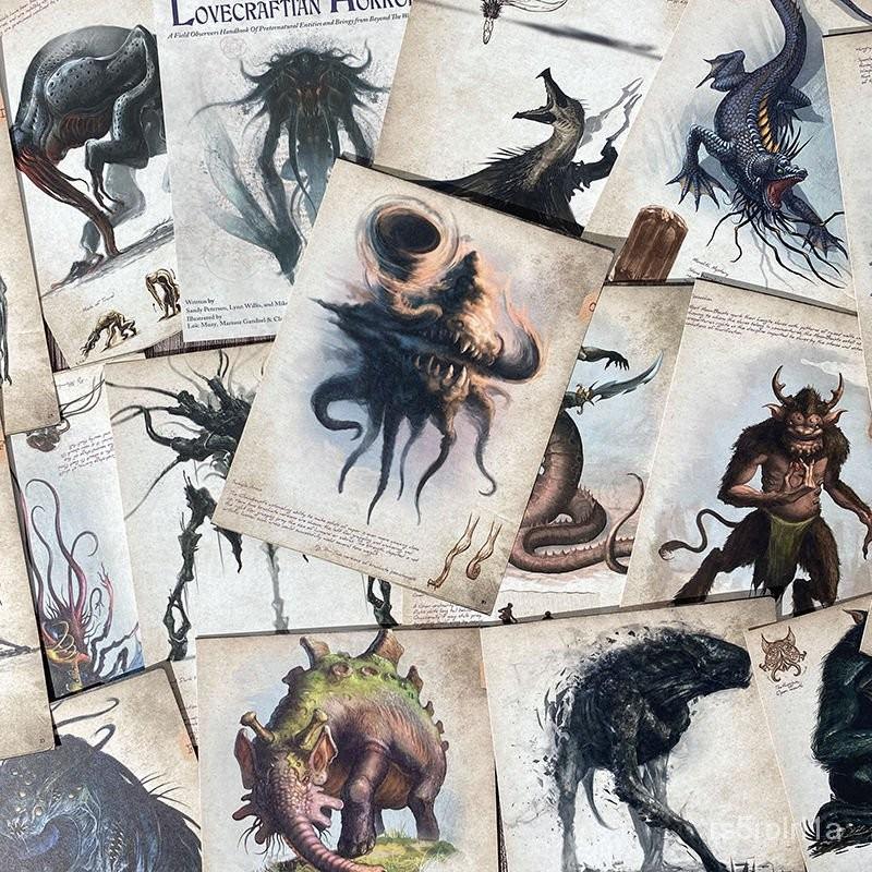 剋蘇魯神話手賬複古素材紙異形怪物圖鑑剋蘇魯之書闇黑死靈之書 HP0Y-細節圖3