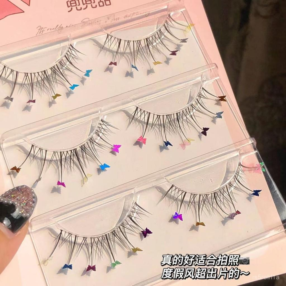 一片式漫畵亮片蝴蝶假睫毛愛心自然透明梗仿真超軟甜心化妝師專用 VYII-細節圖5