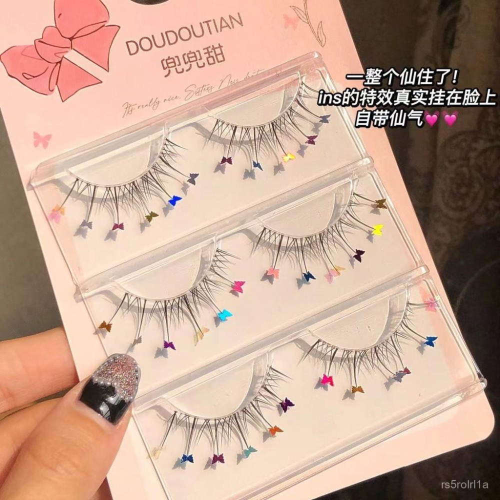 一片式漫畵亮片蝴蝶假睫毛愛心自然透明梗仿真超軟甜心化妝師專用 VYII-細節圖7