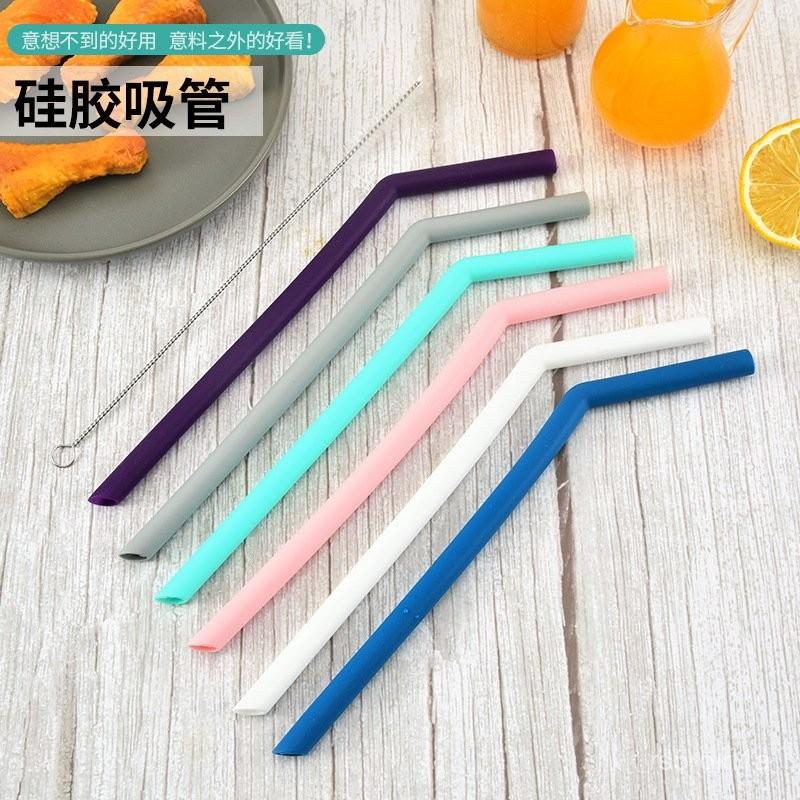 彩色硅膠吸管套裝 可循環使用硅膠彎管 飲料鷄尾酒吸管 廠家批髮 BJ5G-細節圖2