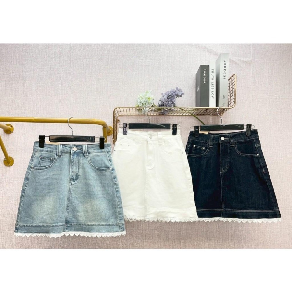 MIMA女王 ❤Q08💡拼接蕾絲牛仔短裙-細節圖2