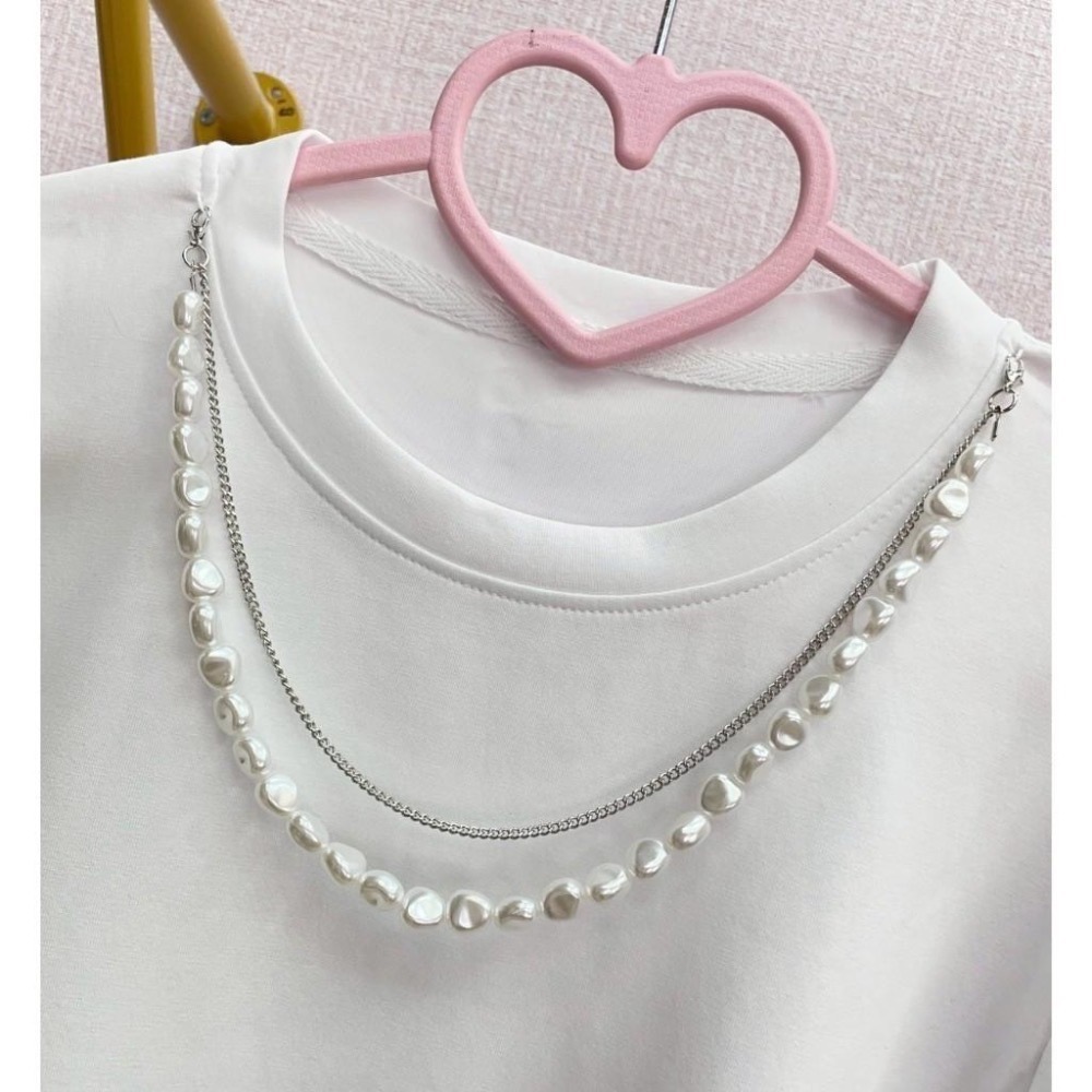 MIMA女王 ❤Y23💡項鍊造型袖冰棉上衣-細節圖2