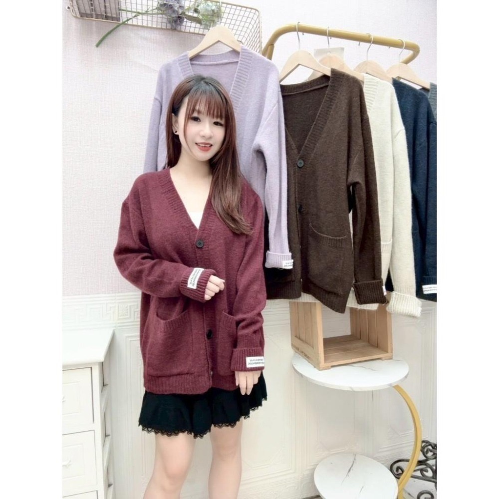 MIMA女王 ❤Y266💡時尚小標v領雙口袋外套-細節圖2