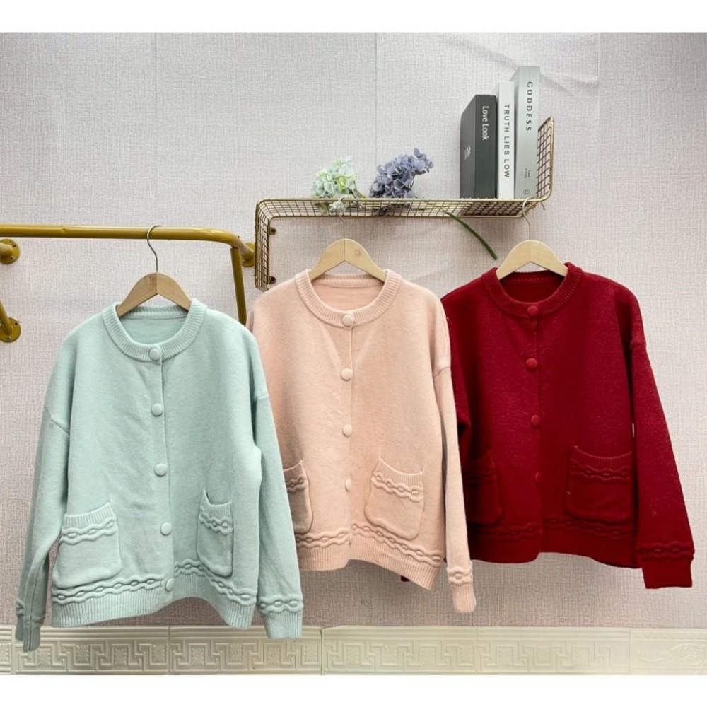 MIMA女王  ❤Y567💡可愛跟色大釦造型編織外套-細節圖4