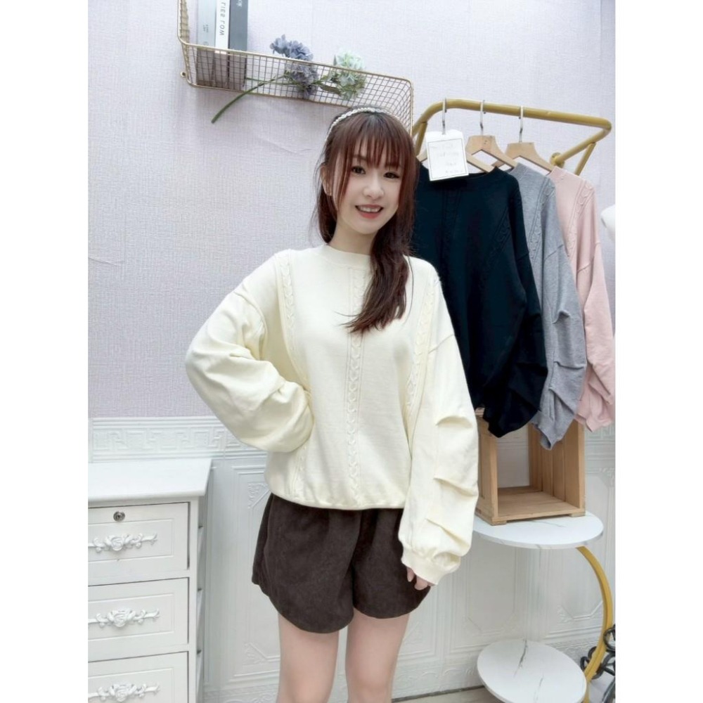 MIMA女王 ❤Y623💡簡約袖皺折安迪絨上衣-細節圖2