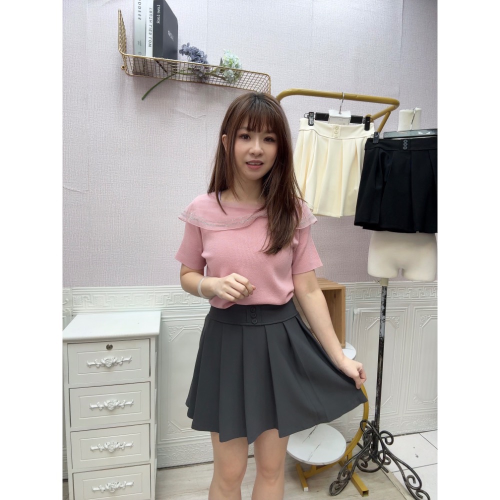 MIMA女王 ❤A167💡三排釦百摺短裙-細節圖5