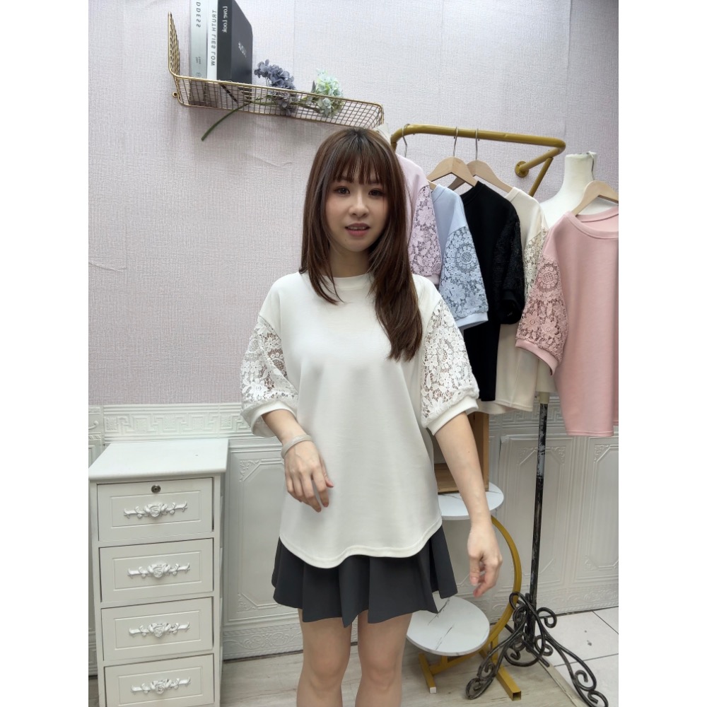 MIMA女王❤A171💡素面縷空蕾絲雲朵棉上衣-細節圖4