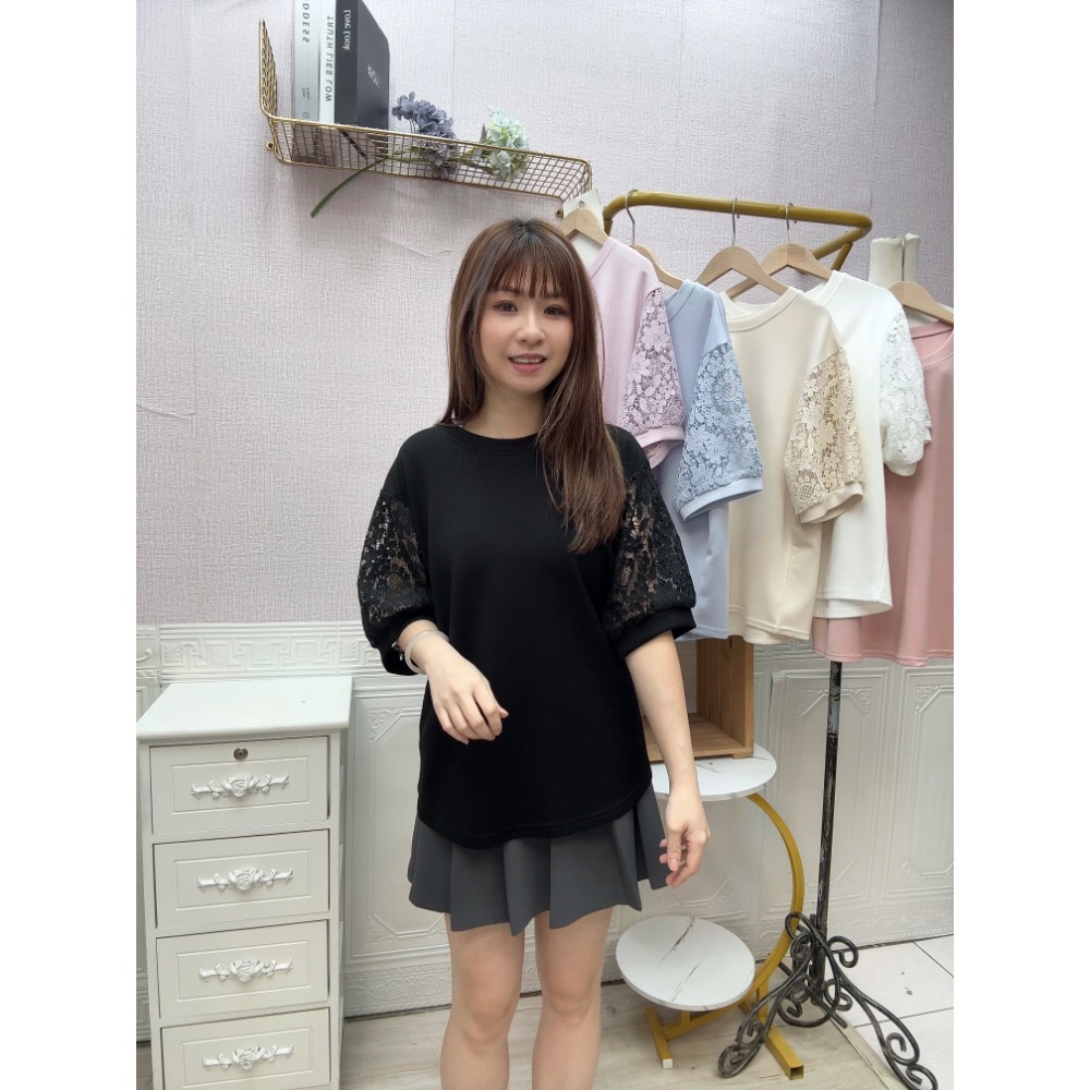 MIMA女王❤A171💡素面縷空蕾絲雲朵棉上衣-細節圖5