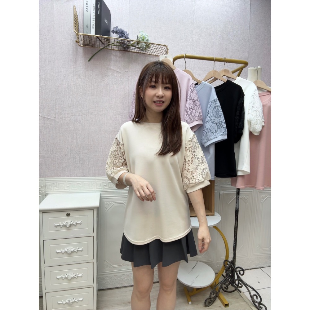 MIMA女王❤A171💡素面縷空蕾絲雲朵棉上衣-細節圖6