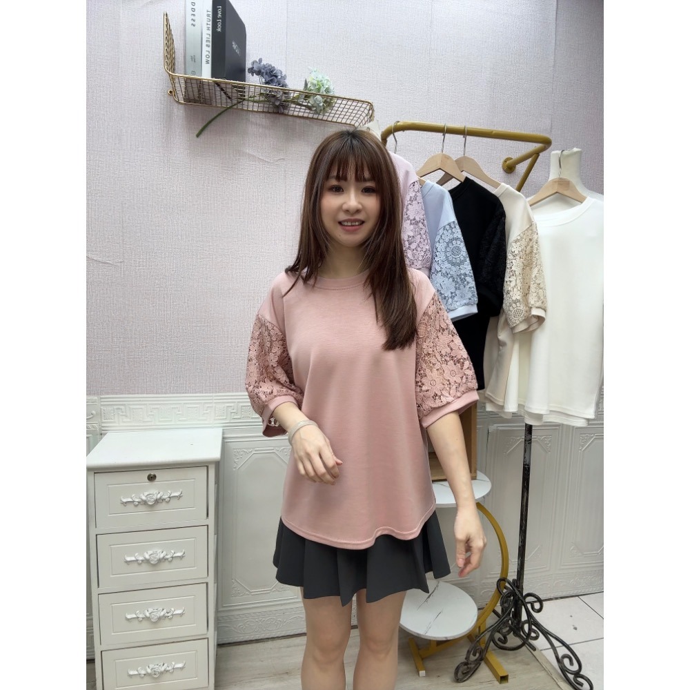 MIMA女王❤A171💡素面縷空蕾絲雲朵棉上衣-細節圖3