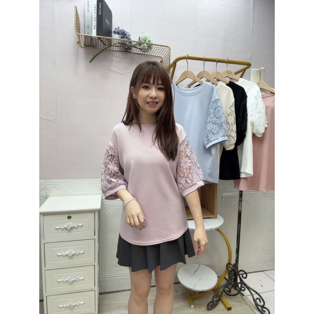 MIMA女王❤A171💡素面縷空蕾絲雲朵棉上衣-細節圖7