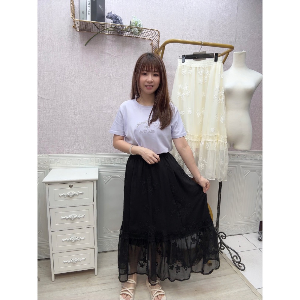 MIMA女王❤A180💡雪紡刺繡花朵長裙-細節圖3