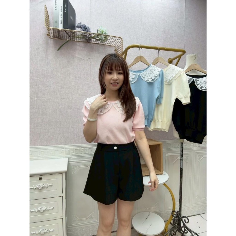 MIMA女王❤A205💡蕾絲造型領針織上衣-細節圖2
