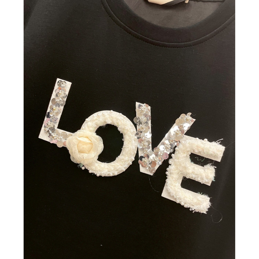 MIMA女王 ❤A218💡LOVE工藝圓領雲朵棉T-細節圖4