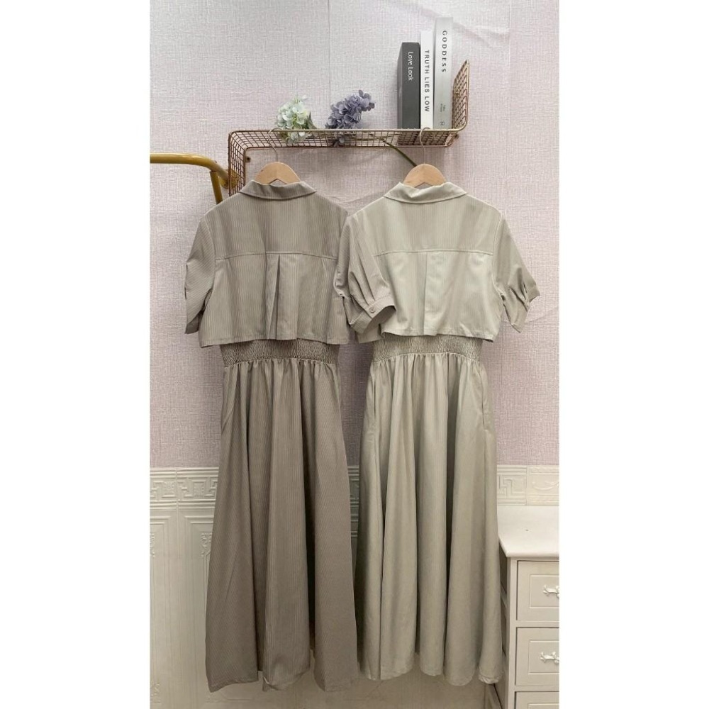 MIMA女王 ❤A229💡條紋拉練縮腰長洋裝-細節圖4