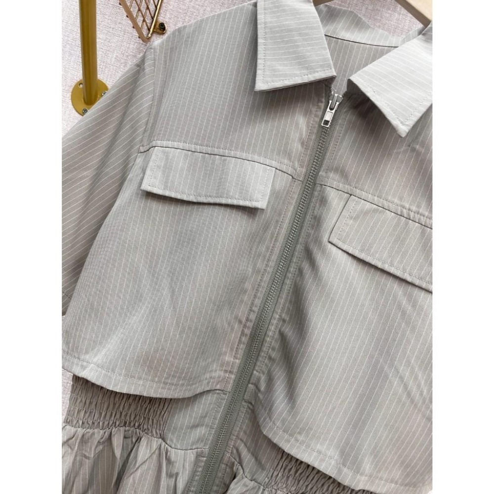 MIMA女王 ❤A229💡條紋拉練縮腰長洋裝-細節圖5