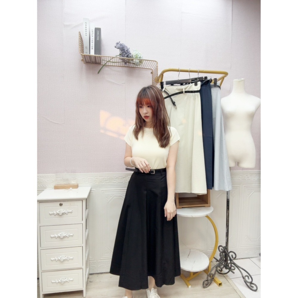 MIMA女王 ❤A328💡雙口袋前開叉附腰帶長裙-細節圖2