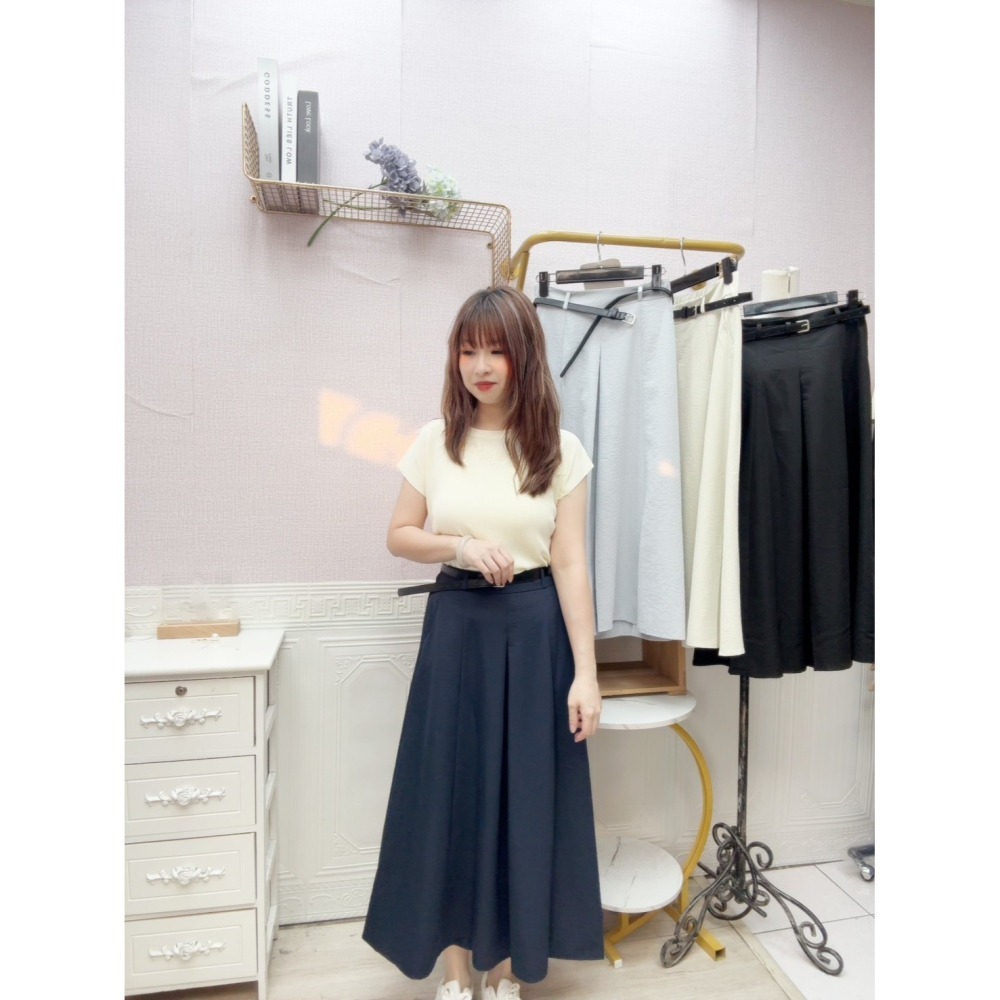 MIMA女王 ❤A328💡雙口袋前開叉附腰帶長裙-細節圖3