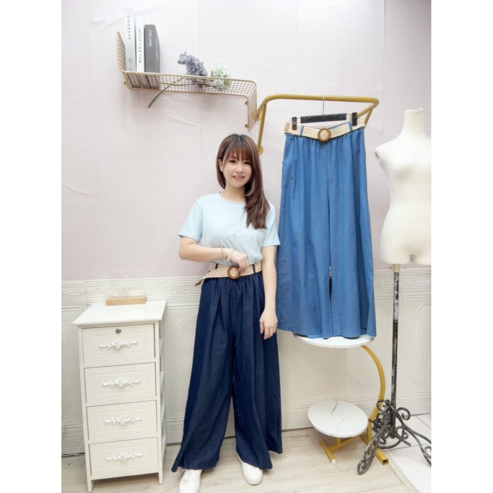 MIMA女王❤A383💡修身牛仔附編織腰帶長褲-細節圖2