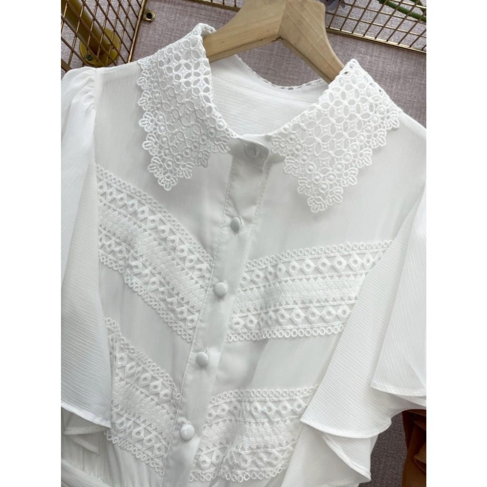 MIMA女王❤A377💡甜美蕾絲翻領長洋裝-細節圖5