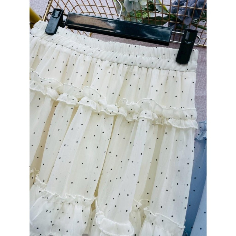 MIMA女王❤A423💡俏麗點點下擺蕾絲蛋糕短裙-細節圖5