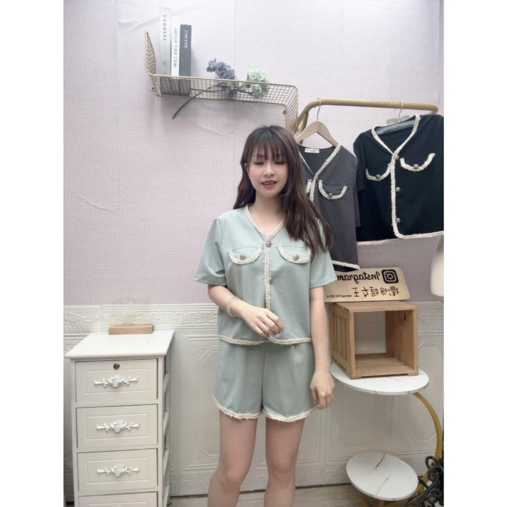 MIMA女王❤A456💡小香風滾邊織帶二件套-細節圖2
