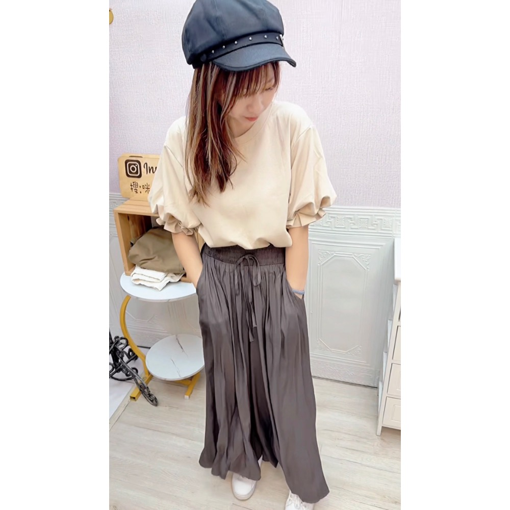 MIMA女王❤A578💡超顯瘦垂墜感高腰抽繩A字傘裙-細節圖3
