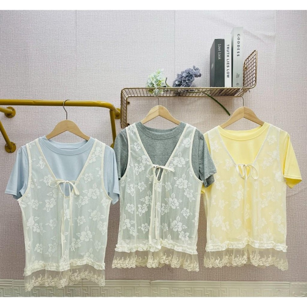 MIMA女王❤A627💡層次感爆棚兩件式紗吊帶背心+短T-細節圖2