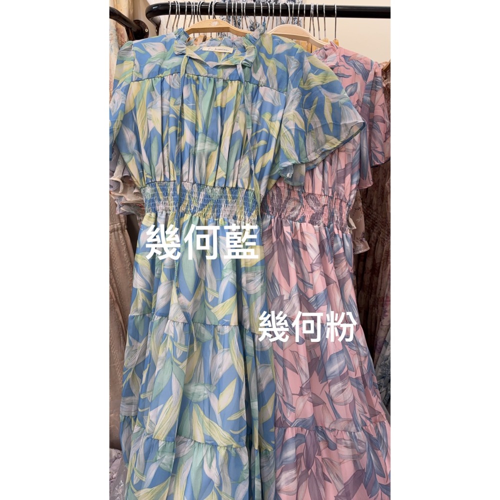 MIMA女王❤A733💡度假感滿版碎花荷葉袖長洋裝-細節圖3