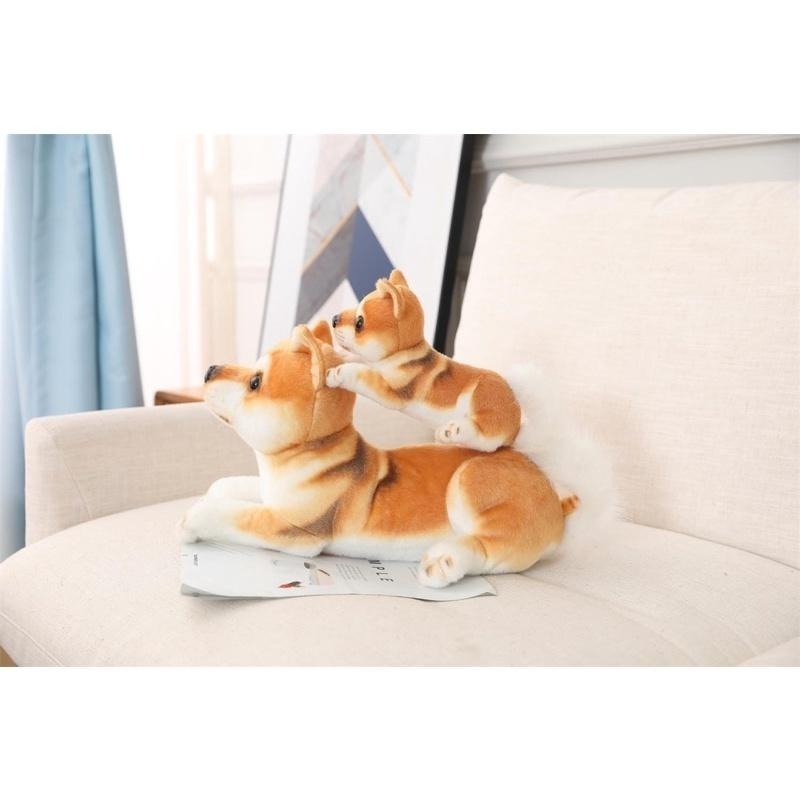 仿真抱枕 柴柴 柴犬 黑柴 狗狗 小狗 坐姿 趴姿 抱枕 公仔 玩偶 擺飾-細節圖5