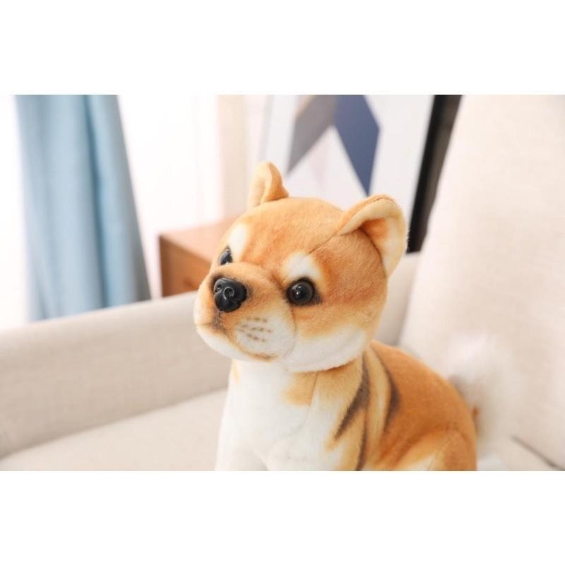 仿真抱枕 柴柴 柴犬 黑柴 狗狗 小狗 坐姿 趴姿 抱枕 公仔 玩偶 擺飾-細節圖6