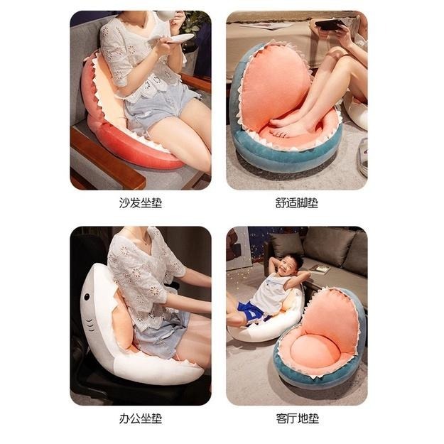 大號 鯊魚坐墊 鱷魚 恐龍 坐墊座墊 合室椅墊 圓椅 椅墊 靠墊 木頭椅墊-細節圖2