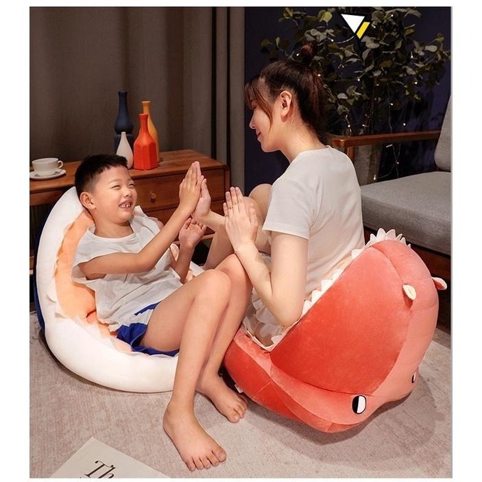 大號 鯊魚坐墊 鱷魚 恐龍 坐墊座墊 合室椅墊 圓椅 椅墊 靠墊 木頭椅墊-細節圖7