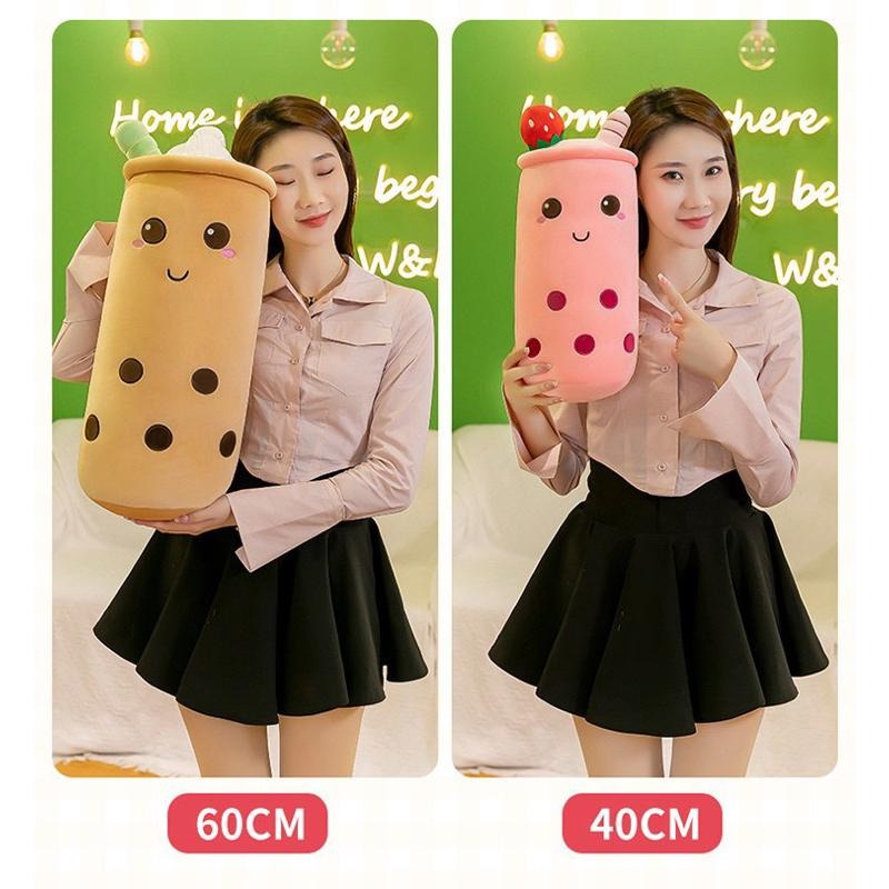 萌果 珍珠奶茶🧋草莓 奶茶 抱枕 長條 抱枕 玩偶 娃娃 陪睡抱枕 枕頭 靠腰 靠墊-細節圖6