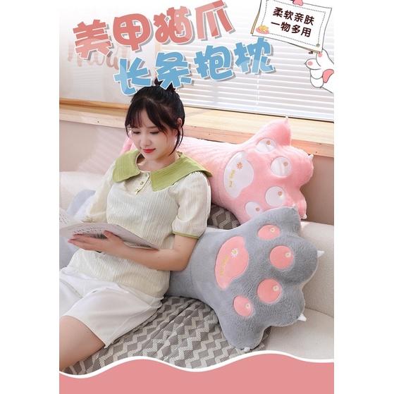 美甲貓爪 貓咪 貓腳 涼感 冰絲 長條 抱枕 玩偶 公仔 靠腰 枕頭 娃娃 陪睡抱枕-細節圖2