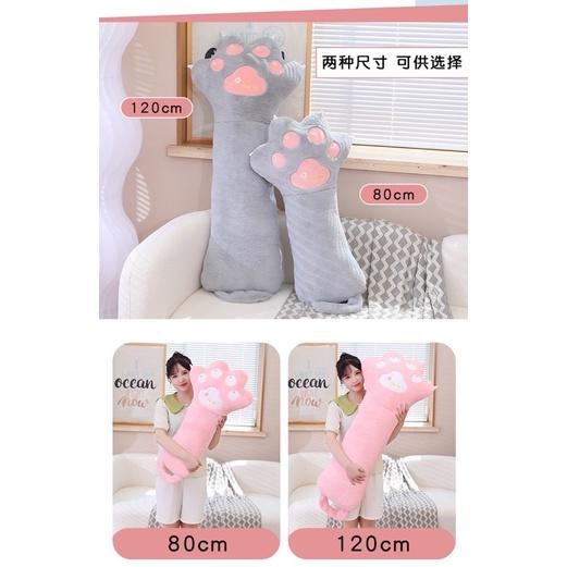 美甲貓爪 貓咪 貓腳 涼感 冰絲 長條 抱枕 玩偶 公仔 靠腰 枕頭 娃娃 陪睡抱枕-細節圖3