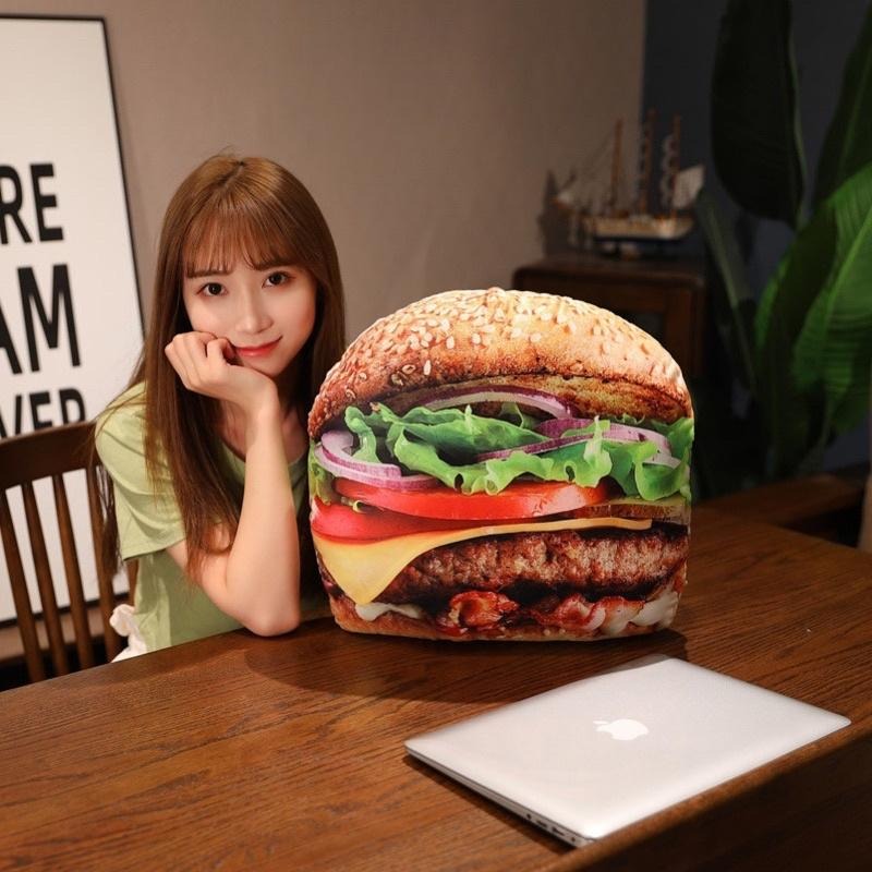 仿真 美食 零食 抱枕 漢堡 熱狗 大亨堡　披薩 老婆餅 面包 麵包 燒餅 靠腰墊 枕頭 靠腰 聖誕節 交換 生日禮物-細節圖3