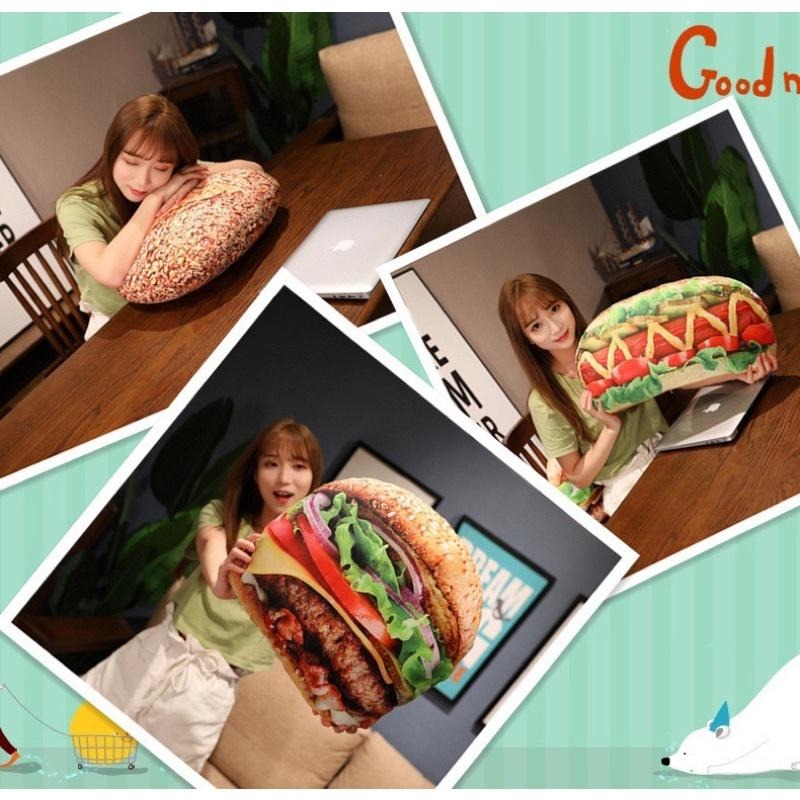 仿真 美食 零食 抱枕 漢堡 熱狗 大亨堡　披薩 老婆餅 面包 麵包 燒餅 靠腰墊 枕頭 靠腰 聖誕節 交換 生日禮物-細節圖9