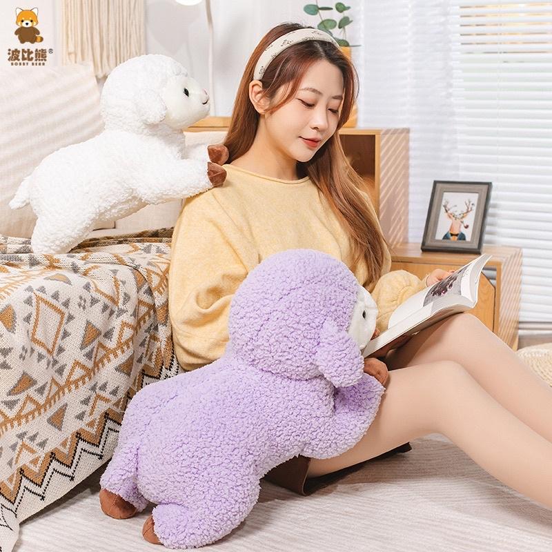 羊 綿羊 家羊 白羊 長抱枕 抱枕 玩偶 娃娃 公仔 靠腰 枕頭-細節圖2