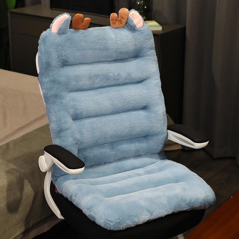 恐龍 藍色小鹿 兔毛 連體 坐墊 座墊 長條坐墊 靠腰墊 靠墊-細節圖2