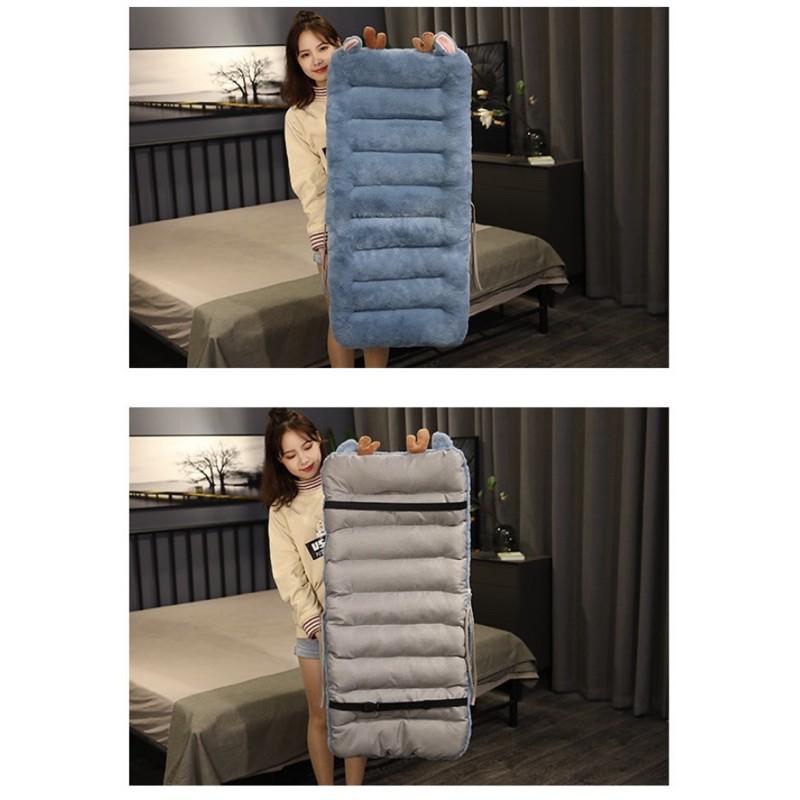 恐龍 藍色小鹿 兔毛 連體 坐墊 座墊 長條坐墊 靠腰墊 靠墊-細節圖5