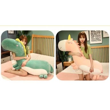 E款卡通S型動物長條抱枕獨角獸側睡夾腿枕恐龍絨毛玩具床頭靠墊兒童睡覺安撫枕生日交換禮物可拆洗-細節圖4