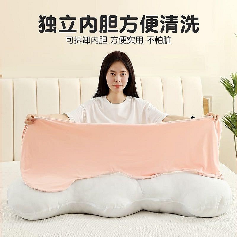 F款 可拆洗 波浪 涼感 抱枕 長抱枕 長條抱枕 冰絲抱枕 涼感枕頭 抱枕娃娃  抱枕  冰絲面料 靠腰 靠墊-細節圖5