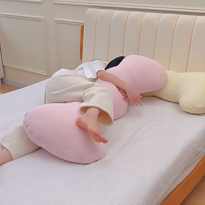 F款 可拆洗 波浪 涼感 抱枕 長抱枕 長條抱枕 冰絲抱枕 涼感枕頭 抱枕娃娃  抱枕  冰絲面料 靠腰 靠墊-細節圖7