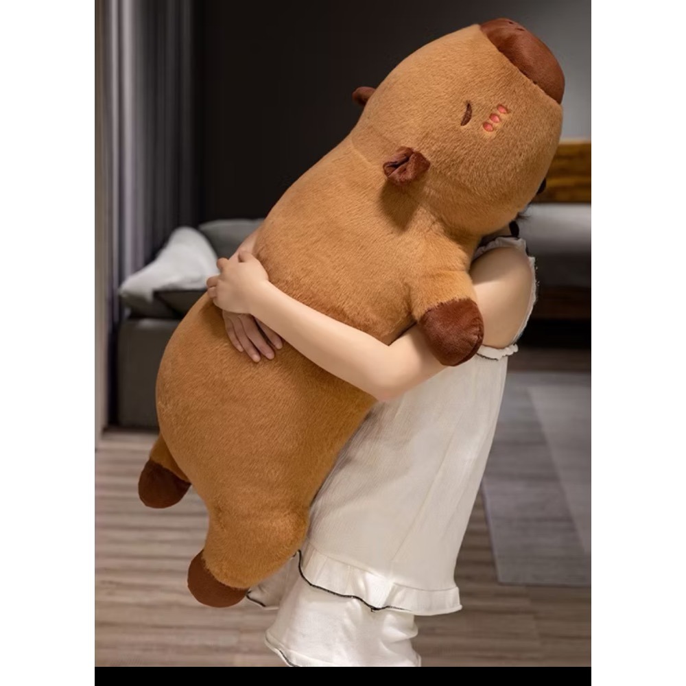 台灣現貨 可拆洗 可愛 卡皮巴拉 水豚  動物 抱枕 長條枕 女生 床上 睡覺 圍枕 枕頭 長抱枕 長條抱枕 生日禮物-細節圖3