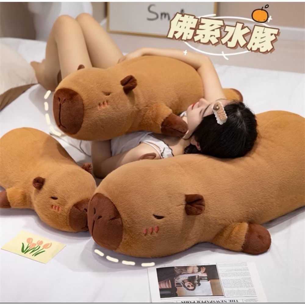 台灣現貨 可拆洗 可愛 卡皮巴拉 水豚  動物 抱枕 長條枕 女生 床上 睡覺 圍枕 枕頭 長抱枕 長條抱枕 生日禮物-細節圖6