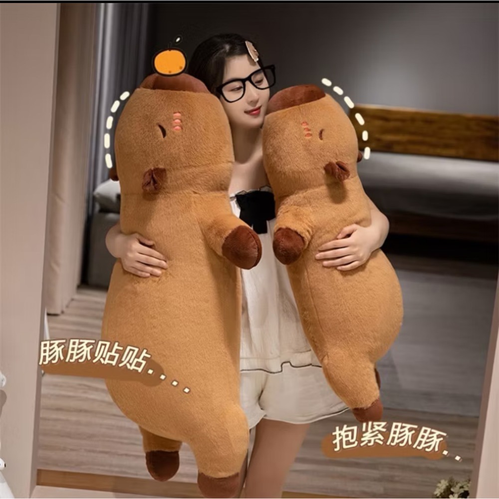 台灣現貨 可拆洗 可愛 卡皮巴拉 水豚  動物 抱枕 長條枕 女生 床上 睡覺 圍枕 枕頭 長抱枕 長條抱枕 生日禮物-細節圖7