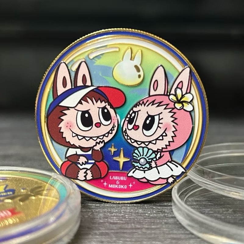 現貨 Labubu Mokoko 泡泡瑪特城市樂園限定 紀念幣 夏日限定款-細節圖2